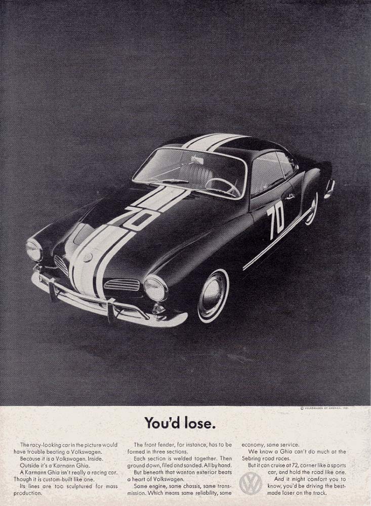 VW Karmann Ghia type 14 coupe publicidad performances